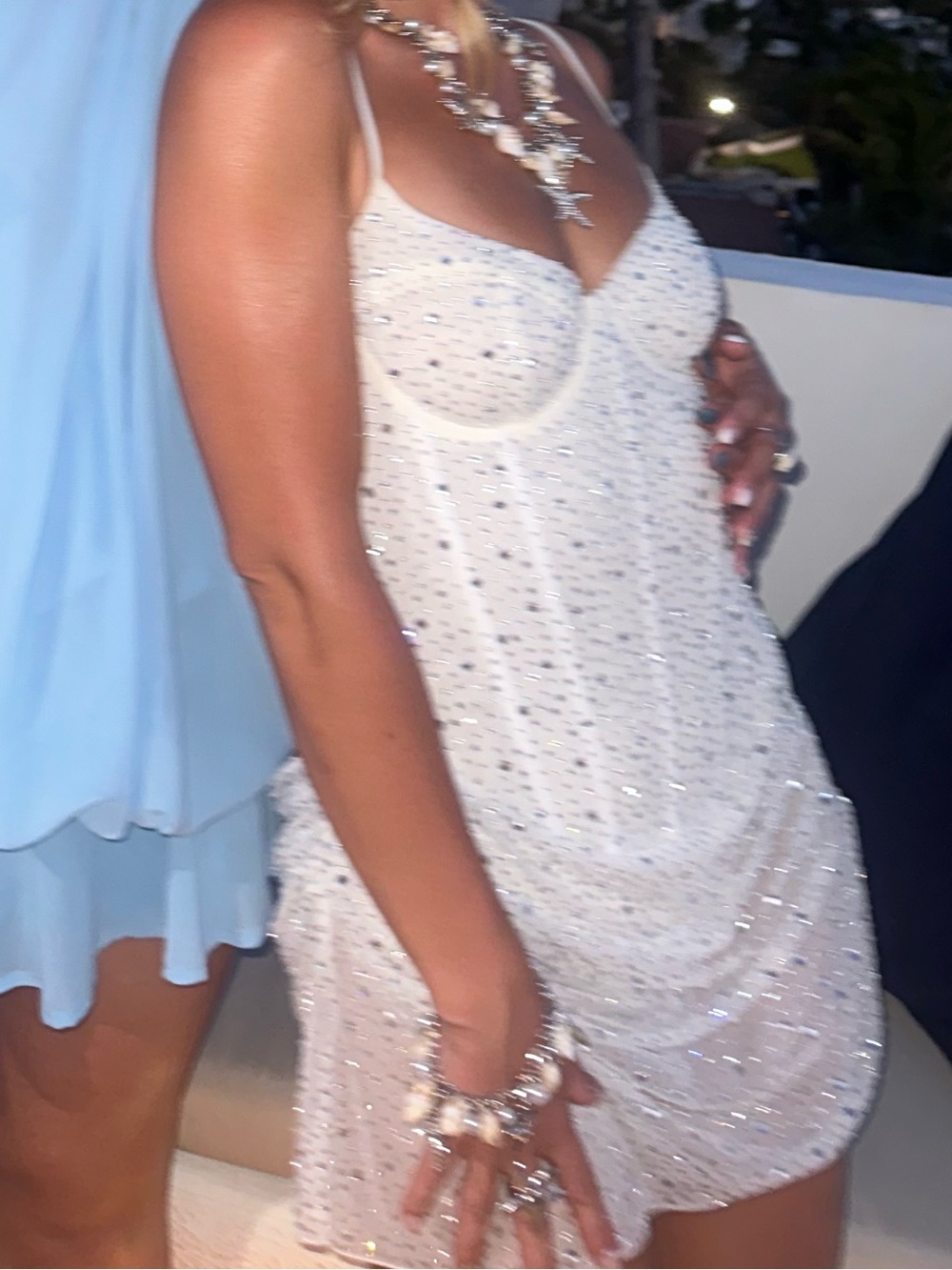 Oh Polly Cream Embellished Strappy Mini Dress - Picture 7 of 7